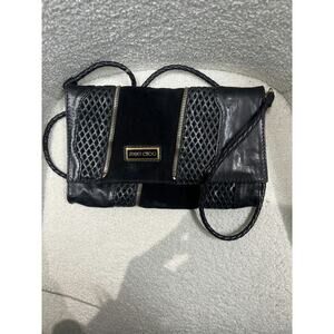 Jimmy Choo Black Leather and Suede Crossbody Bag